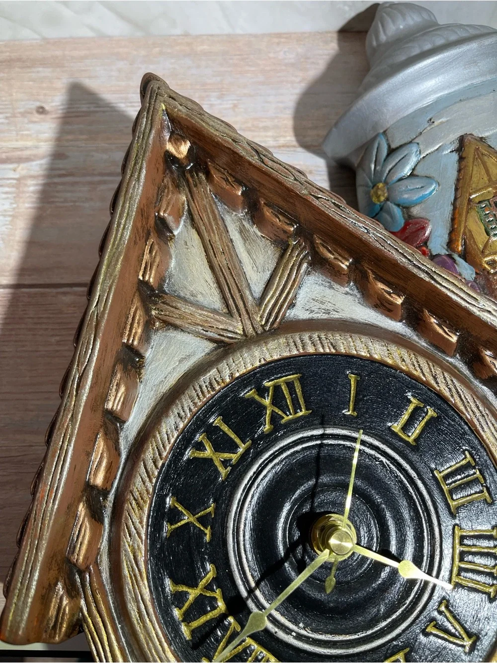 German Alpine Chalet Beer Stein Ceramic Grandfather Clock Vintage